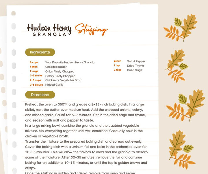Hudson Henry Granola Stuffing Recipe